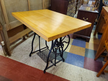 Load image into Gallery viewer, Antique Cast Iron Treadle Base Table With Butcher Block
