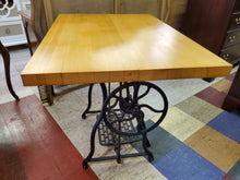 Load image into Gallery viewer, Antique Cast Iron Treadle Base Table With Butcher Block
