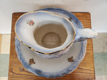 Load image into Gallery viewer, Vintage Wash Bowl and Pitcher Set - Blue Floral Chamber Set
