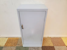 Load image into Gallery viewer, Vintage White Metal Storage Cabinet With 2 Shelves
