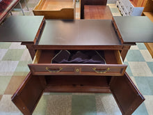 Load image into Gallery viewer, Vintage Flip Top Buffet Server With Wood Inlay
