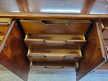 Load image into Gallery viewer, Vintage Cherry Triple Dresser With Trifold Mirror By Stanley Furniture - 12 Drawers The American Craftsman Collections
