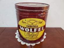 Load image into Gallery viewer, Vintage Wolfel Oven Fresh Enriched Pretzels Can Allentown PA - Tin Advertisement
