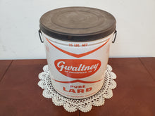 Load image into Gallery viewer, Vintage Gwaltney Of Smithfield VA Pure Lard Can With Wire Bail Handles
