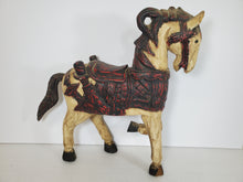 Load image into Gallery viewer, Vintage Hand Carved Wooden Horse Figurine - Prancing – Painted

