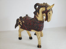 Load image into Gallery viewer, Vintage Hand Carved Wooden Horse Figurine - Prancing – Painted
