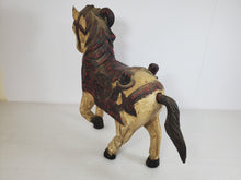 Load image into Gallery viewer, Vintage Hand Carved Wooden Horse Figurine - Prancing – Painted
