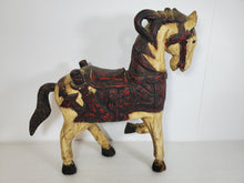 Load image into Gallery viewer, Vintage Hand Carved Wooden Horse Figurine - Prancing – Painted

