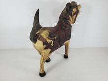 Load image into Gallery viewer, Vintage Hand Carved Wooden Horse Figurine - Prancing – Painted
