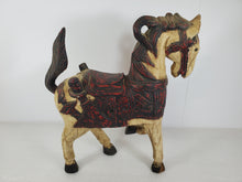 Load image into Gallery viewer, Vintage Hand Carved Wooden Horse Figurine - Prancing – Painted

