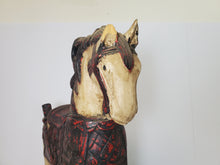 Load image into Gallery viewer, Vintage Hand Carved Wooden Horse Figurine - Prancing – Painted
