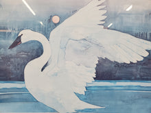 Load image into Gallery viewer, Bart Forbes White Swan Landing On A Glassy Lake - Poster In Frame

