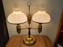 Load image into Gallery viewer, Vintage Student Lamp With Double Globe – 3 Way Switches Operating Separately
