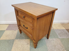 Load image into Gallery viewer, Vintage Walnut Two Drawer Nightstand By Dixie
