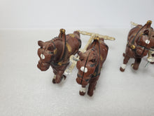 Load image into Gallery viewer, Vintage Cast Iron Clydesdale Horses – Wagon – Barrels – Men and Dog

