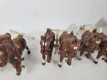 Load image into Gallery viewer, Vintage Cast Iron Clydesdale Horses – Wagon – Barrels – Men and Dog
