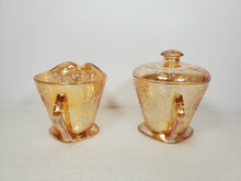 Load image into Gallery viewer, Vintage Jeanette Glass Floragold Louisa Sugar Bowl and Creamer
