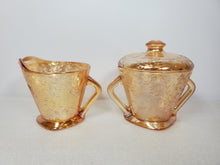 Load image into Gallery viewer, Vintage Jeanette Glass Floragold Louisa Sugar Bowl and Creamer
