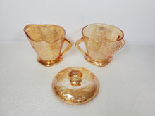 Load image into Gallery viewer, Vintage Jeanette Glass Floragold Louisa Sugar Bowl and Creamer
