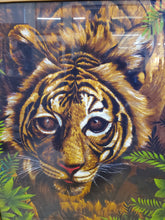 Load image into Gallery viewer, Vintage Framed Wesco Reltex Tiger – Thin Fabric Tapestry
