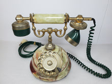 Load image into Gallery viewer, Vintage Italian Telcer Rotary Telephone - Onyx and Brass
