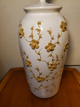Load image into Gallery viewer, Vintage Ceramic Table Lamp With Embossed Floral Motif
