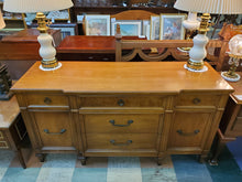 Load image into Gallery viewer, Vintage Chestnut Buffet Server - Credenza - 5 Drawers - 2 Door Cabinet
