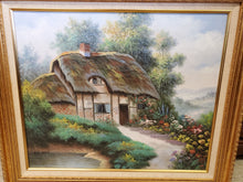 Load image into Gallery viewer, Vintage Oil On Canvas Painting - Cottage Scene By Rik Boren
