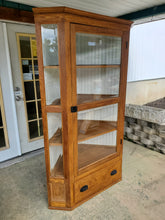 Load image into Gallery viewer, Antique Oak Corner Cupboard - Beveled Glass Single Door and 1 Drawer
