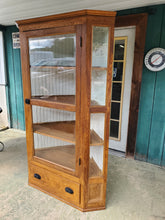 Load image into Gallery viewer, Antique Oak Corner Cupboard - Beveled Glass Single Door and 1 Drawer

