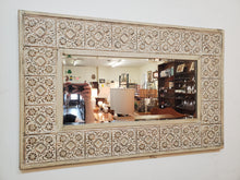 Load image into Gallery viewer, Vintage French Country Pressed Metal Wall Hung Mirror With Beveled Glass
