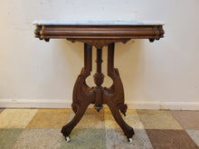 Load image into Gallery viewer, Antique Victorian Eastlake Marble Top Parlor Table - Lamp Table
