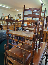 Load image into Gallery viewer, Vintage Cherry Drop Leaf Dining Table With 3 Leaves and 6 Chairs
