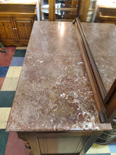 Load image into Gallery viewer, Antique Victorian Sideboard Buffet Server With Mirror and Marble Top - Has Key

