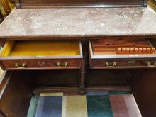 Load image into Gallery viewer, Antique Victorian Sideboard Buffet Server With Mirror and Marble Top - Has Key
