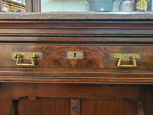 Load image into Gallery viewer, Antique Victorian Sideboard Buffet Server With Mirror and Marble Top - Has Key
