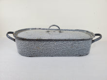 Load image into Gallery viewer, Vintage Gray Enamelware Roasting Pan – Hare Pan – Elongated - Narrow And Wide Side
