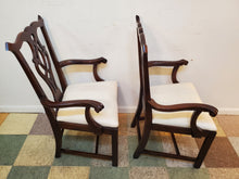 Load image into Gallery viewer, Pair Cherry Chippendale Dining Arm Chairs
