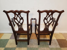 Load image into Gallery viewer, Pair Cherry Chippendale Dining Arm Chairs
