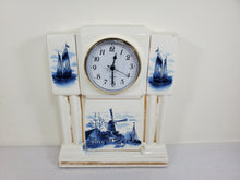 Load image into Gallery viewer, Vintage Porcelain Delft Mantle Clock Converted To New Quartz Movement

