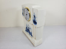 Load image into Gallery viewer, Vintage Porcelain Delft Mantle Clock Converted To New Quartz Movement

