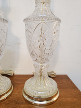 Load image into Gallery viewer, Pair Vintage Cut Glass Table Lamps – Lead Crystal – 3 Way Switch
