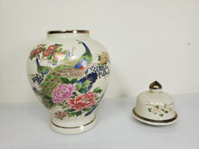 Load image into Gallery viewer, Vintage Japanese Satsuma Peacock Ginger Jar Crackle Glaze - Gold Trim
