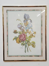 Load image into Gallery viewer, Vintage 1980's JL Prevost Signed Floral Print - Lavender - Iris - Roses - Flower Bouquet - Print In Frame
