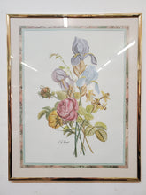 Load image into Gallery viewer, Vintage 1980's JL Prevost Signed Floral Print - Lavender - Iris - Roses - Flower Bouquet - Print In Frame
