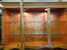 Load image into Gallery viewer, Oak Hutch Top Server China Cabinet With Leaded Glass Doors and Light
