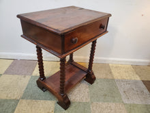 Load image into Gallery viewer, Antique Cherry Side Table With Bobbin Turned Legs and Drawer
