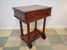 Load image into Gallery viewer, Antique Cherry Side Table With Bobbin Turned Legs and Drawer

