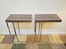 Load image into Gallery viewer, Pair Modern Side Tables With Chrome Base - Small - New Old Stock
