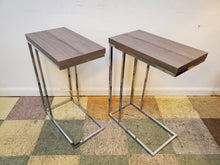 Load image into Gallery viewer, Pair Modern Side Tables With Chrome Base - Small - New Old Stock
